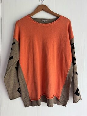 Lisa Todd Orange and Brown Women's Oversized Sweater